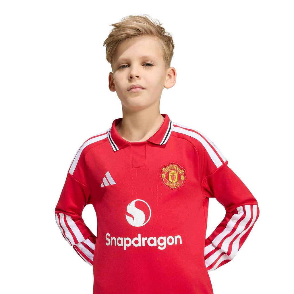 Manchester United adidas Youth 2026/27 Home Replica Long Sleeve Jersey - Red