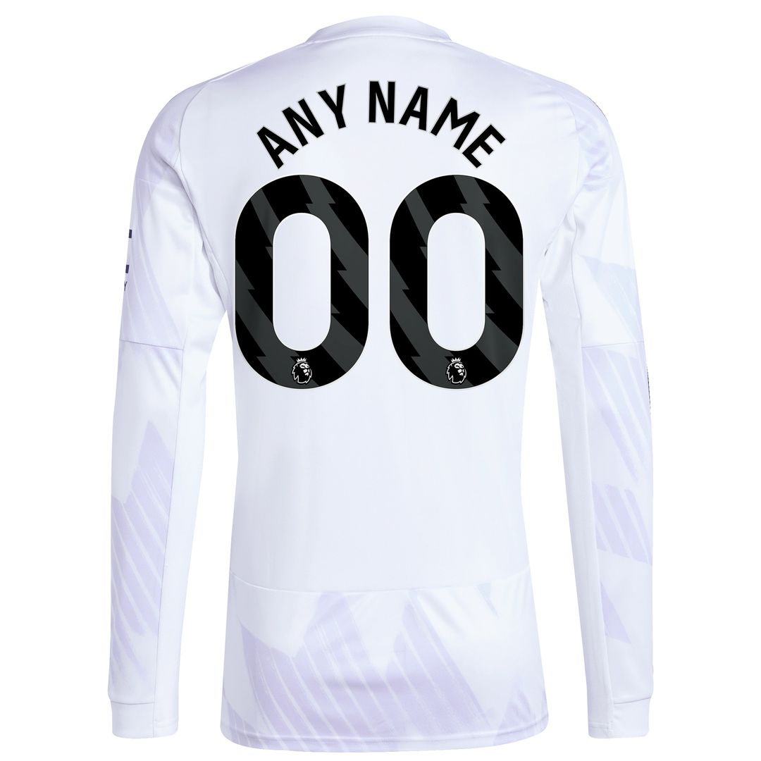 Manchester United adidas 2025/26 Away Replica Long Sleeve Custom Jersey - White