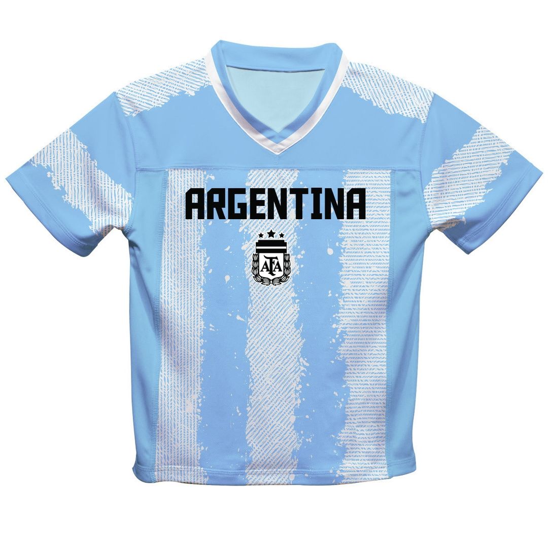 Lionel Messi Argentina National Team Vive La Fete  Football Jersey - Light Blue