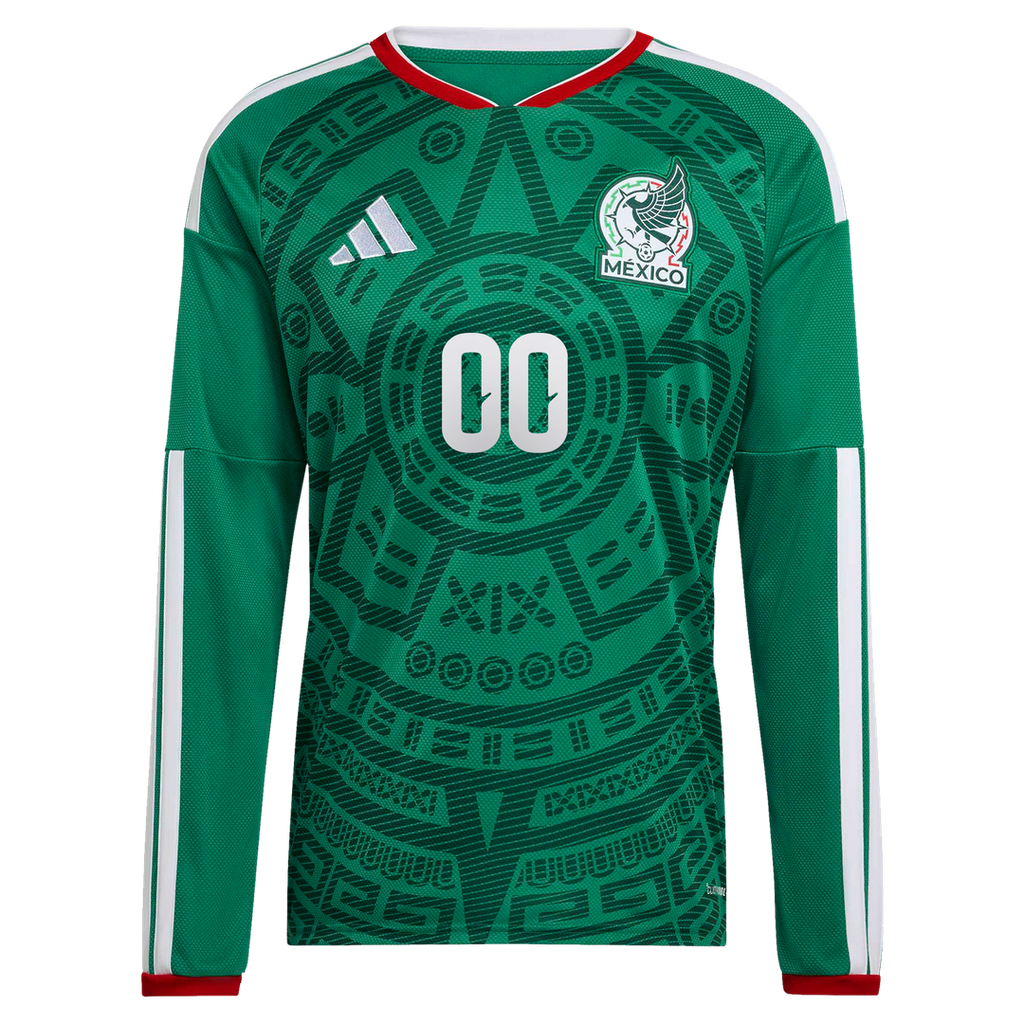 Mexico National Team adidas 2026 Home Replica Long Sleeve Custom Jersey - Green