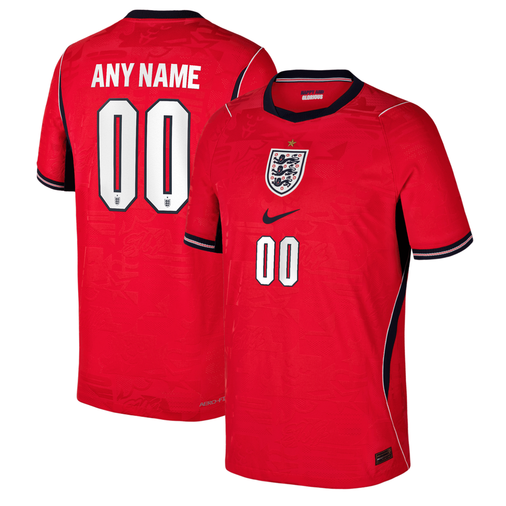 England National Team Nike Youth 2026 Away Match Authentic Custom Jersey - Red