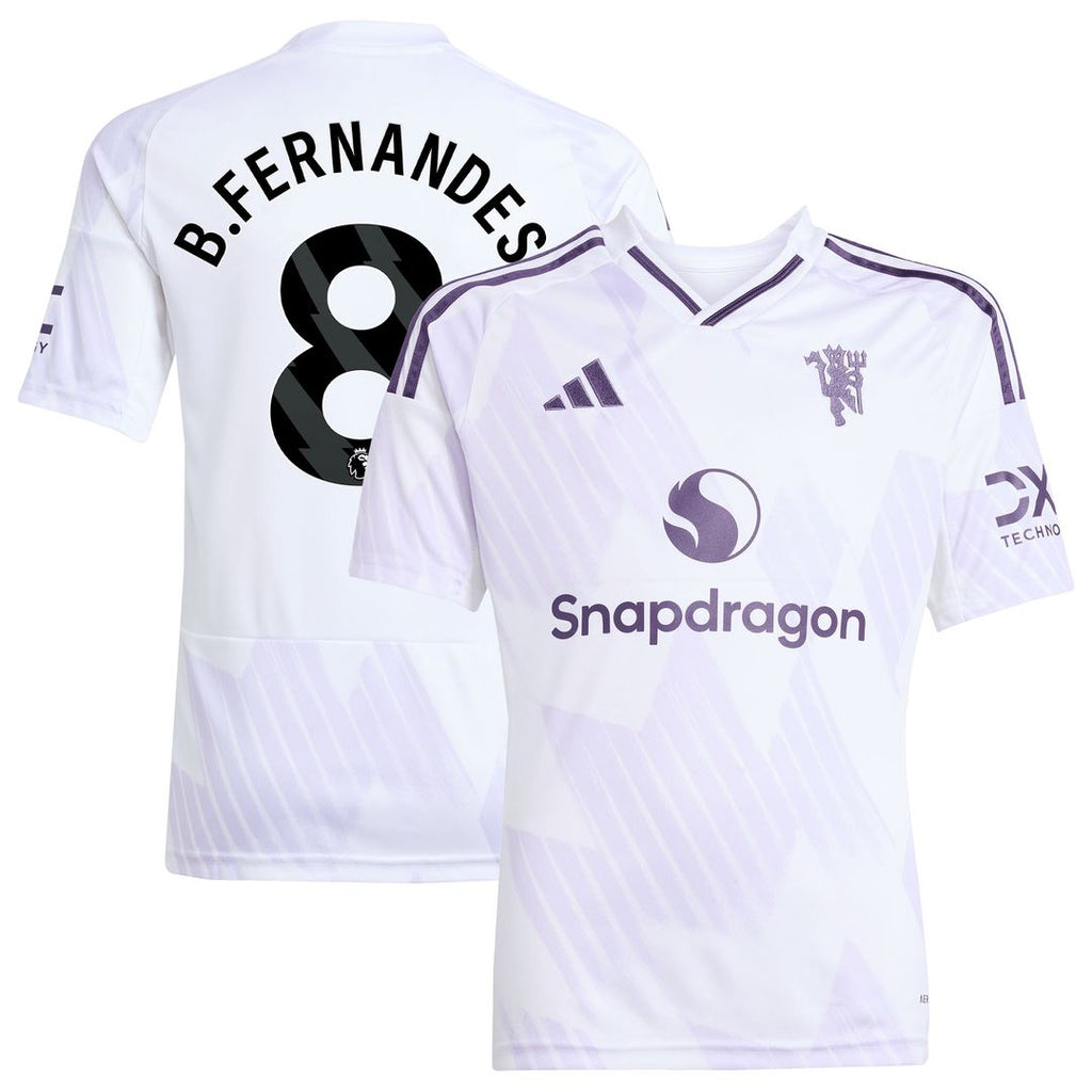Bruno Fernandes Manchester United adidas Youth 2025/26 Away Replica Player Jersey - White