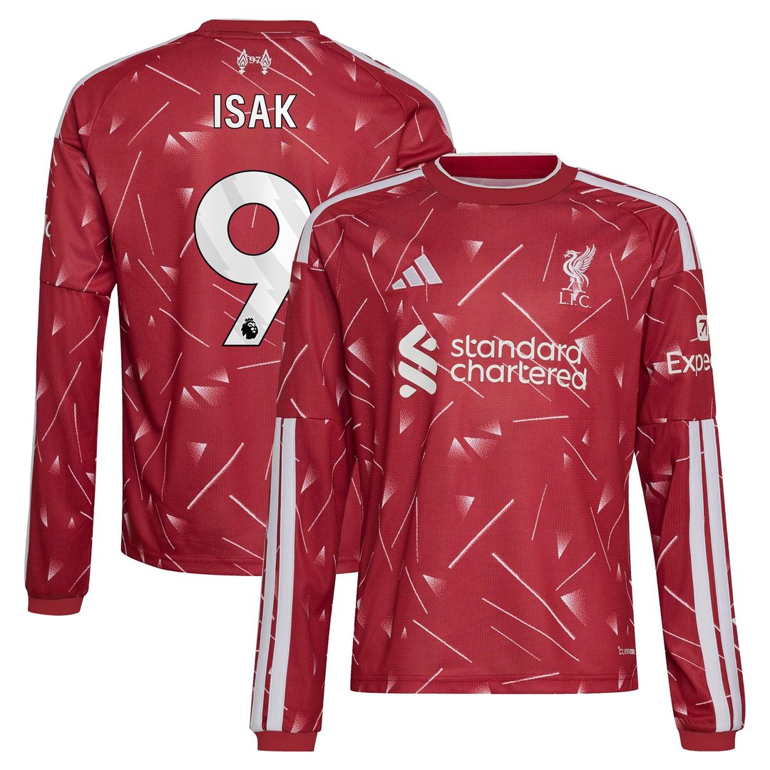 Alexander Isak Liverpool adidas Youth 2026/27 Home Replica Long Sleeve Jersey - Red