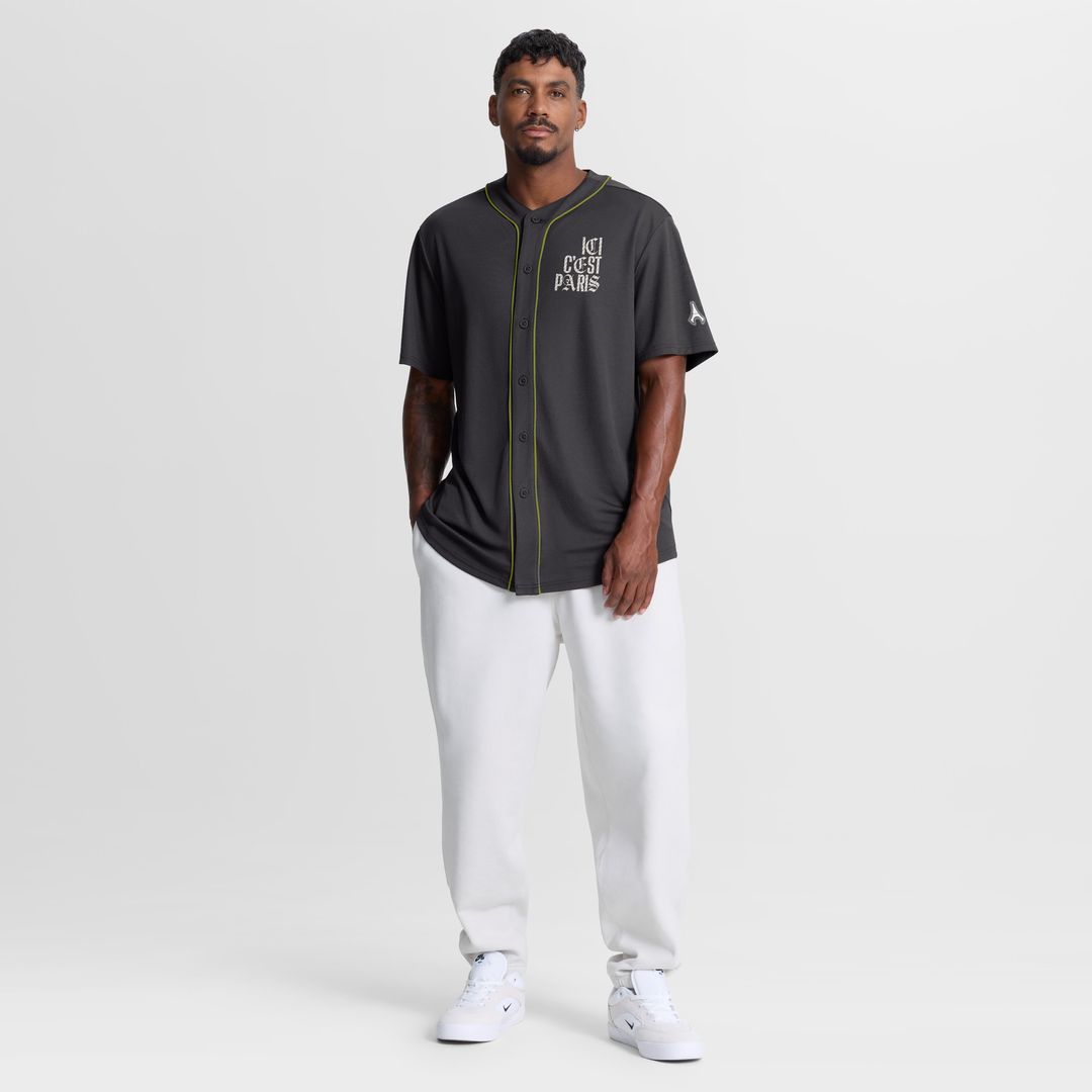 Paris Saint-Germain Fanatics Oversized Baseball Jersey - Charcoal