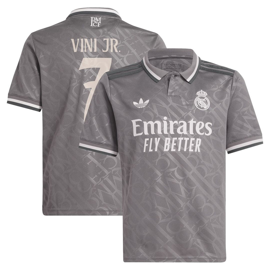 Vini Jr. Real Madrid adidas Originals Youth 2024/25 Third Replica Player Jersey - Charcoal