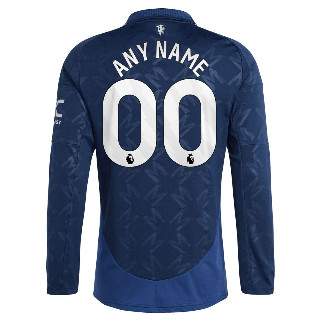 Manchester United adidas 2024/25 Away Replica Long Sleeve Custom Jersey - Navy