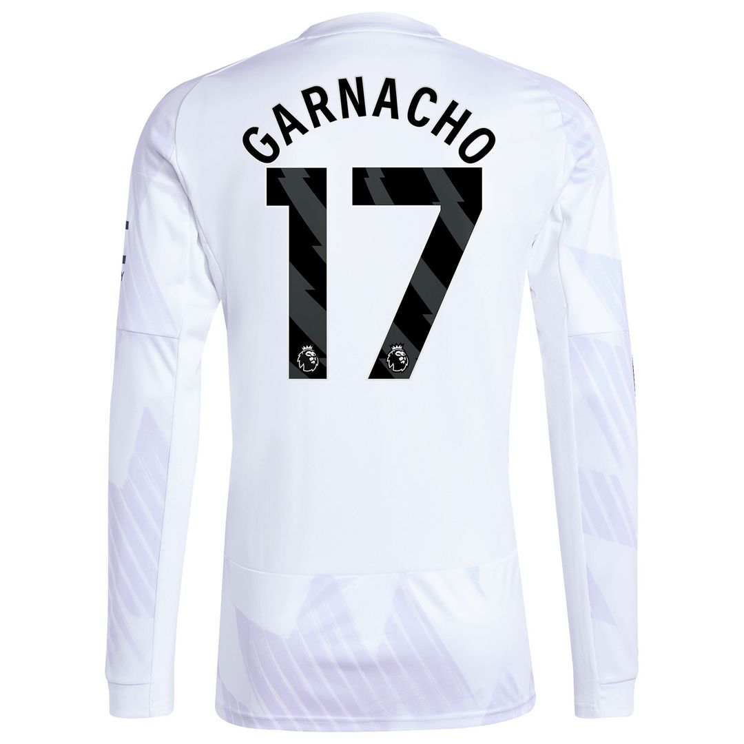 Alejandro Garnacho Manchester United adidas 2025/26 Away Replica Long Sleeve Player Jersey - White