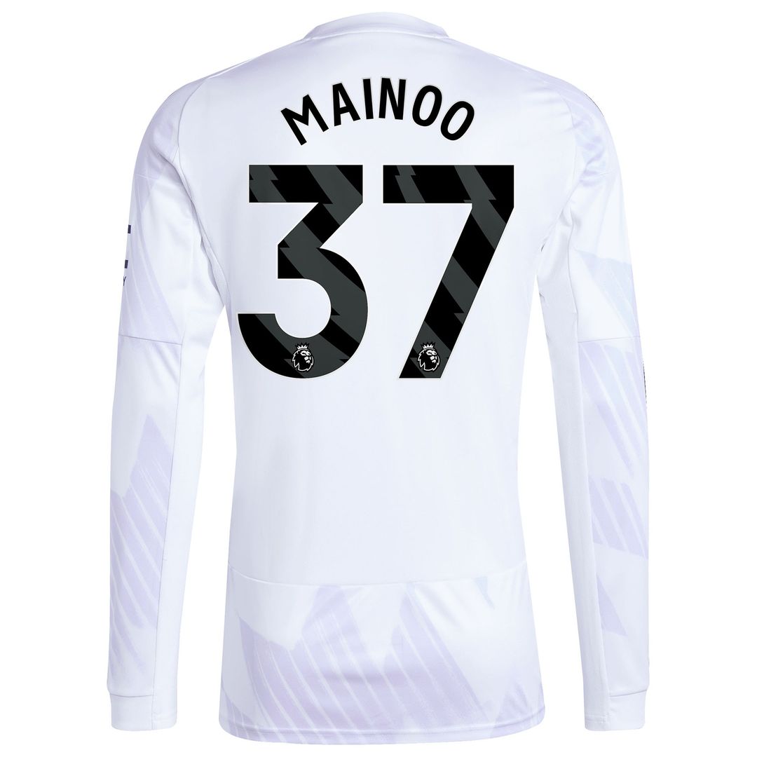 Kobbie Mainoo Manchester United adidas 2025/26 Away Replica Long Sleeve Player Jersey - White
