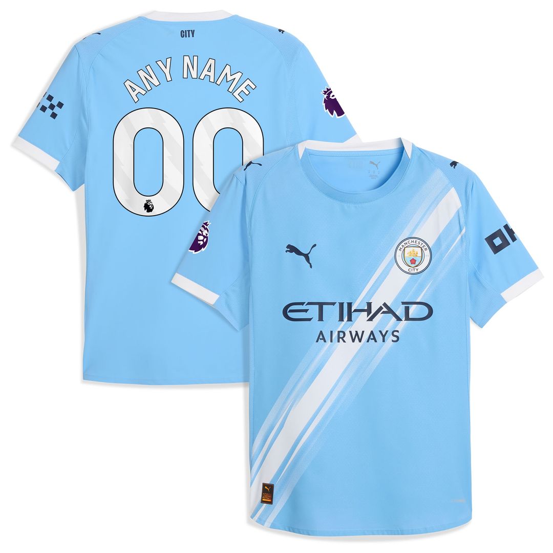 Manchester City Puma 2025/26 Home Authentic Custom Jersey - Sky Blue