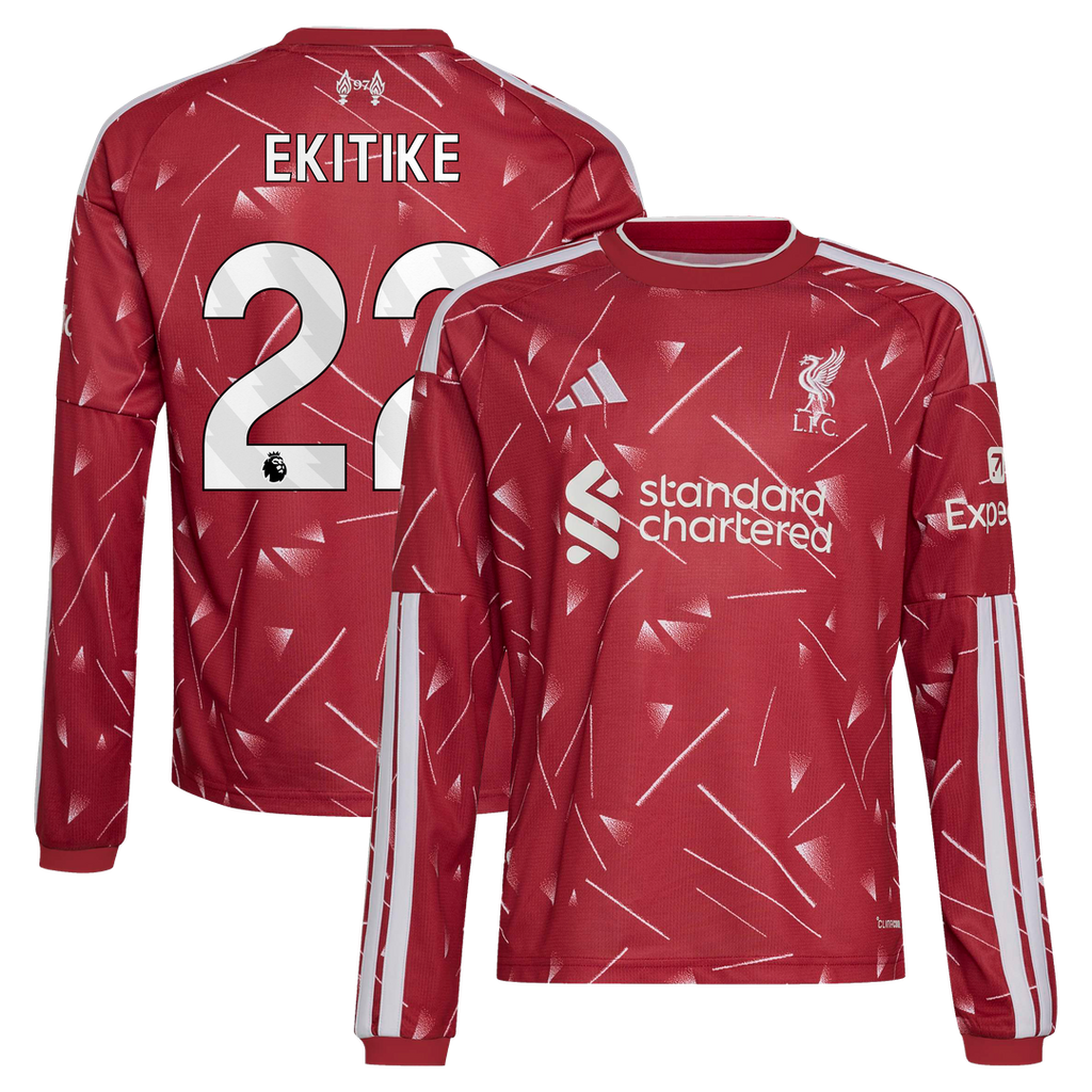 Hugo Ekitike Liverpool adidas Youth 2026/27 Home Replica Long Sleeve Jersey - Red