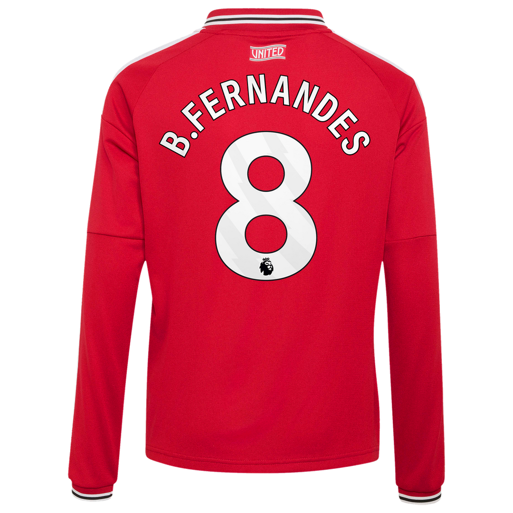 Bruno Fernandes Manchester United adidas Youth 2026/27 Home Replica Long Sleeve Jersey - Red