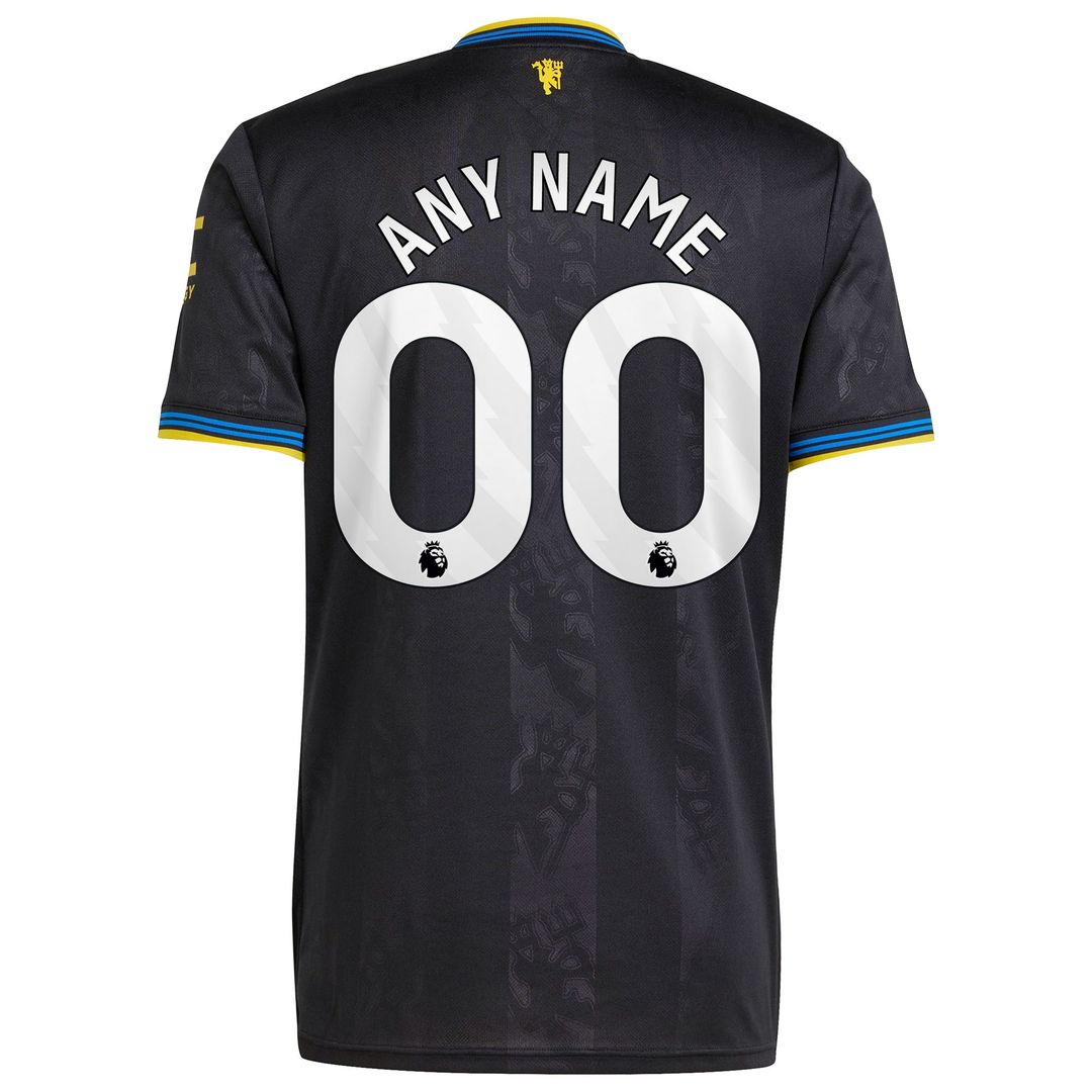 Manchester United adidas 2025/26 Third Replica Custom Jersey - Black