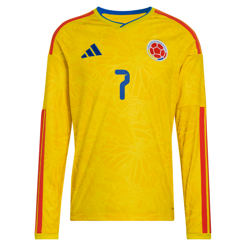 Luis Diaz Colombia National Team adidas 2026 Home Replica Long Sleeve Jersey - Yellow