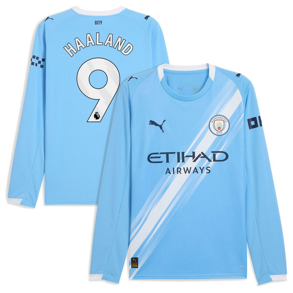 Erling Haaland Manchester City Puma 2025/26 Home Replica Long Sleeve Player Jersey - Sky Blue