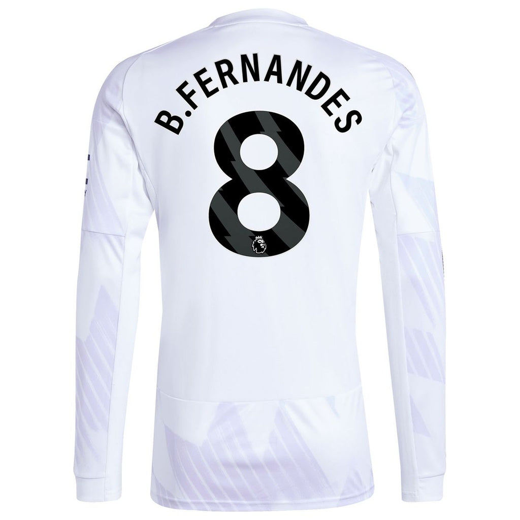 Bruno Fernandes Manchester United adidas 2025/26 Away Replica Long Sleeve Player Jersey - White