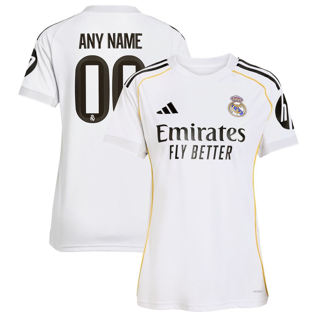 Real Madrid adidas Women's 2025/26 Home Replica Custom Jersey - White