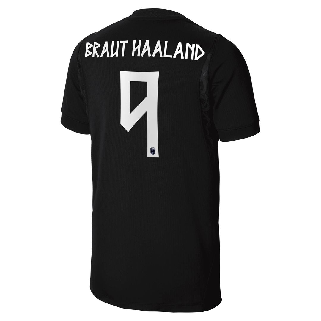 Erling Haaland Norway National Team Nike Youth 2026 Away Stadium Replica Jersey - Black
