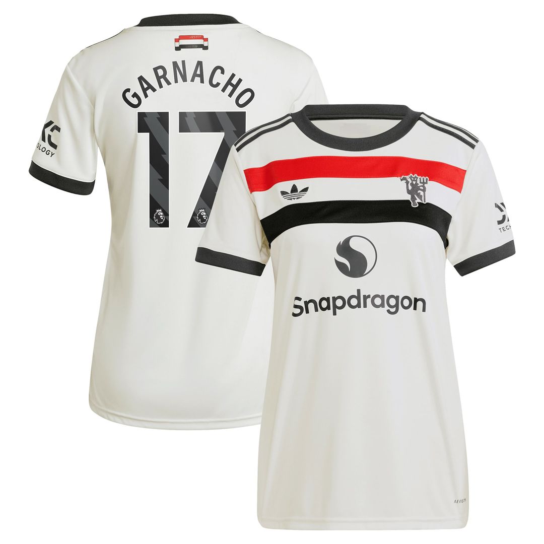 Alejandro Garnacho Manchester United adidas Originals Women's 2024/25 Third Replica Jersey - Cream