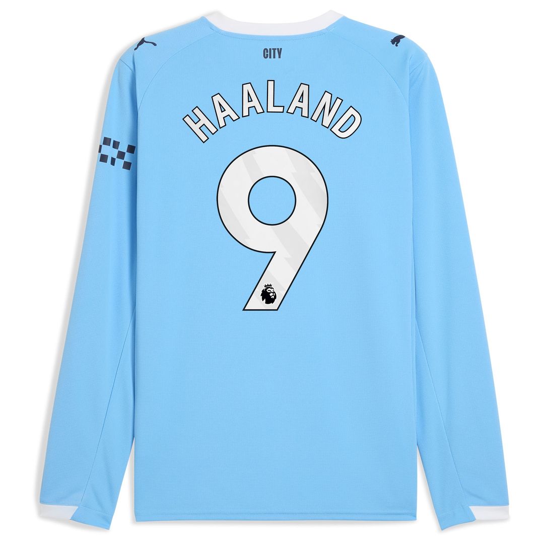 Erling Haaland Manchester City Puma 2025/26 Home Replica Long Sleeve Player Jersey - Sky Blue
