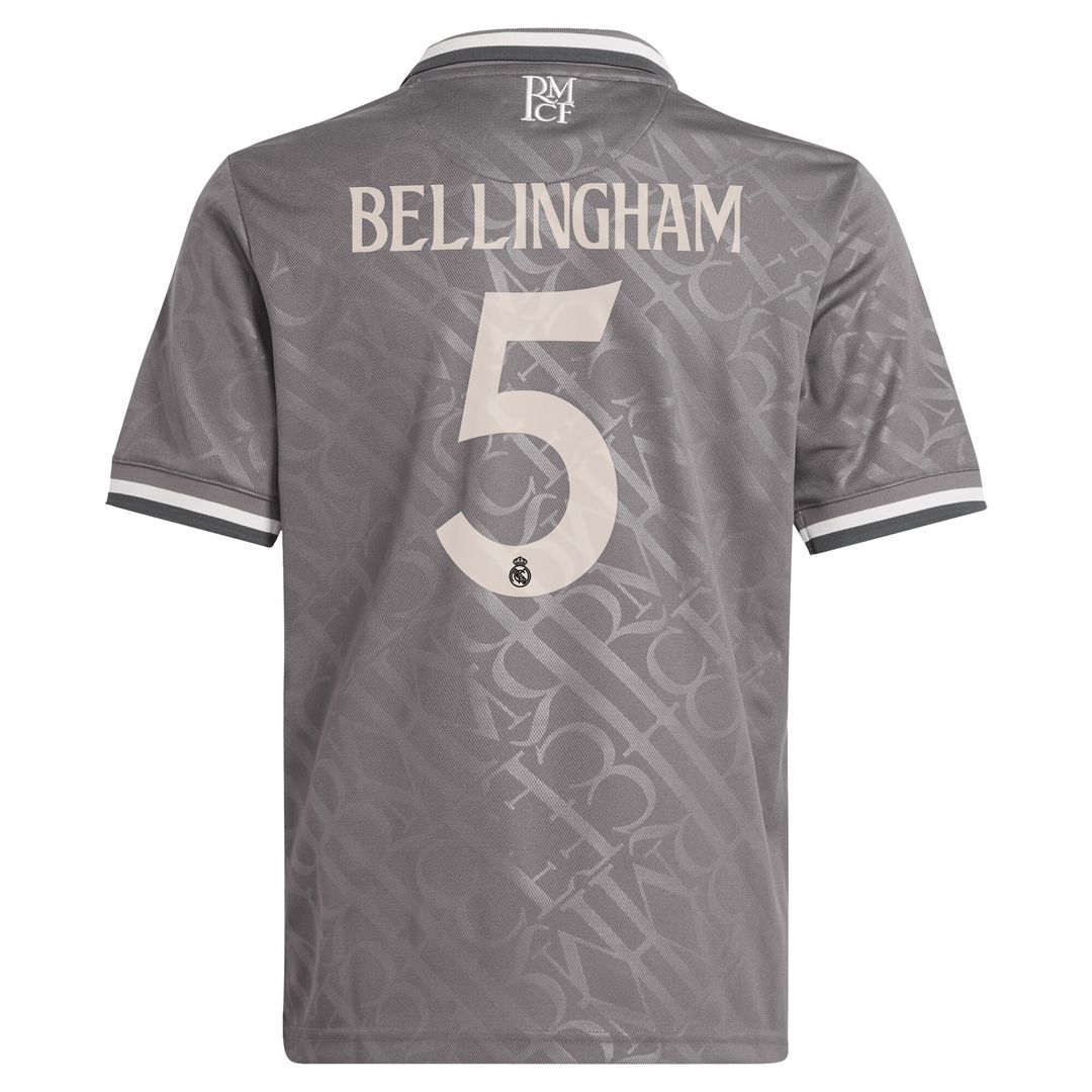 Jude Bellingham Real Madrid adidas Originals Youth 2024/25 Third Replica Player Jersey - Charcoal