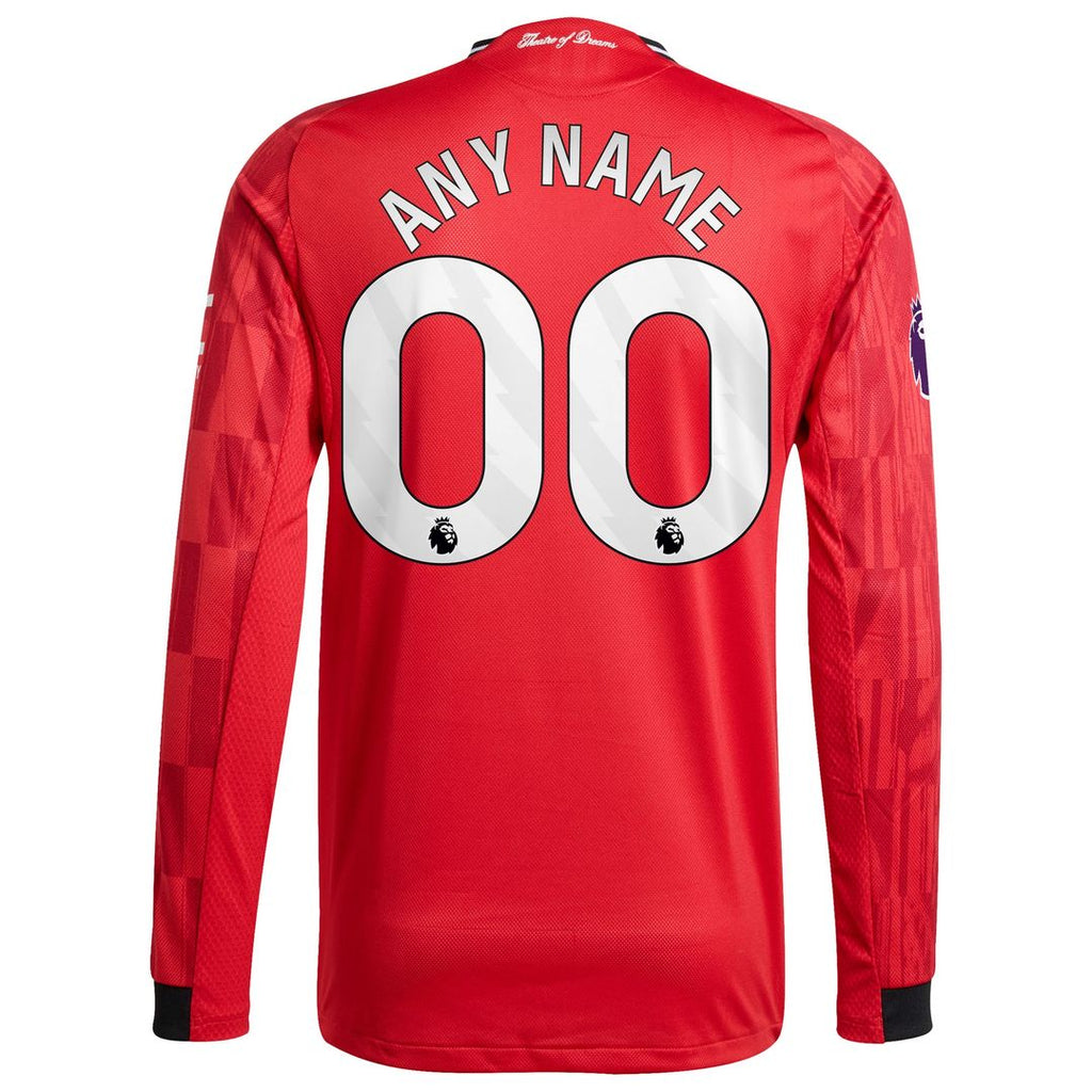 Manchester United adidas 2025/26 Third Authentic Long Sleeve Custom Jersey - Black