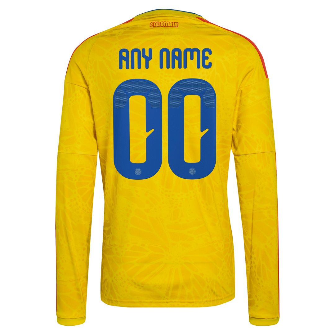 Colombia National Team adidas 2026 Home Replica Long Sleeve Custom Jersey - Yellow