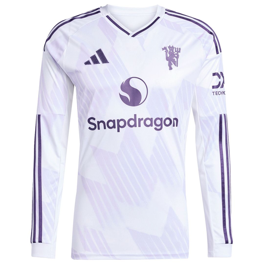 Bruno Fernandes Manchester United adidas 2025/26 Away Replica Long Sleeve Player Jersey - White
