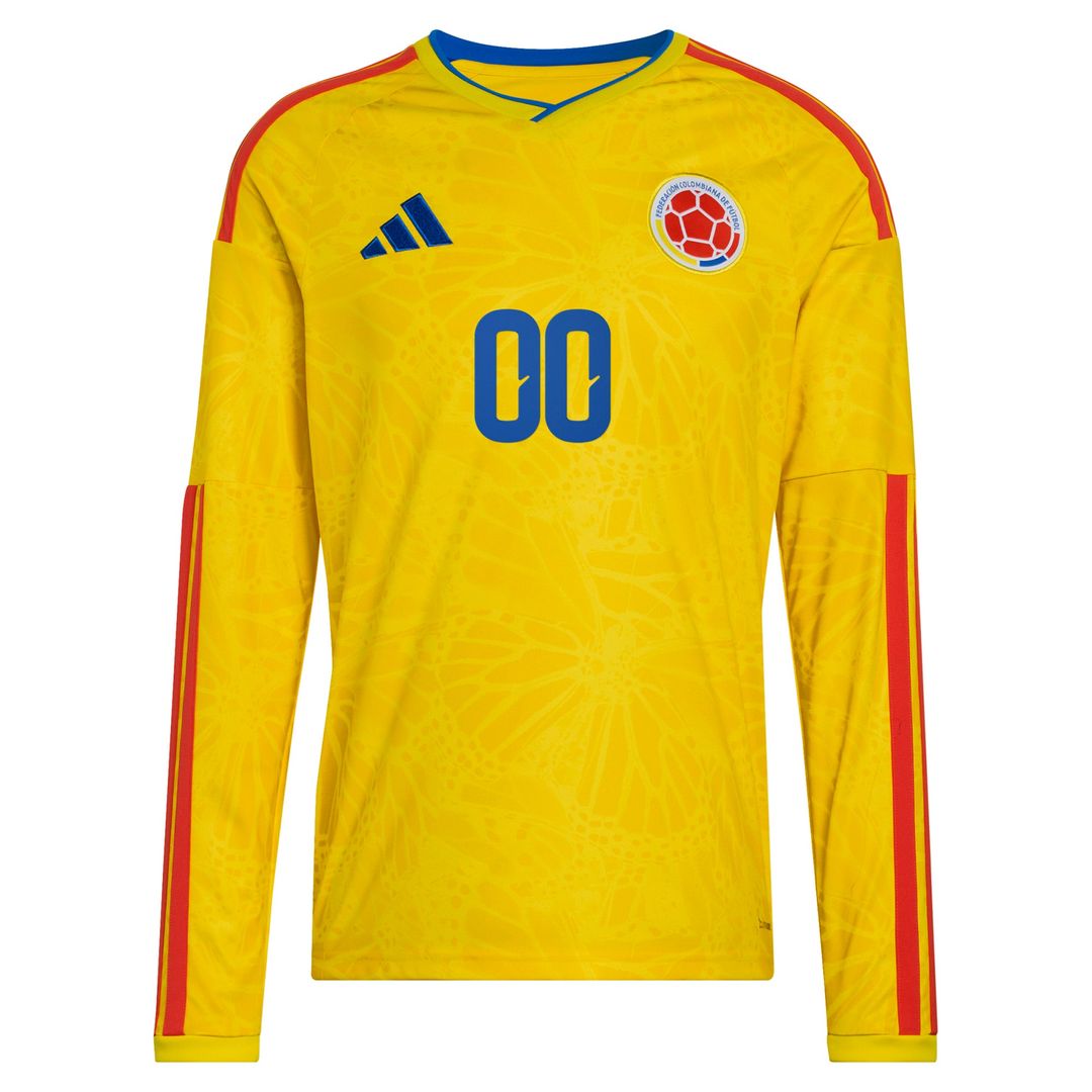 Colombia National Team adidas 2026 Home Replica Long Sleeve Custom Jersey - Yellow