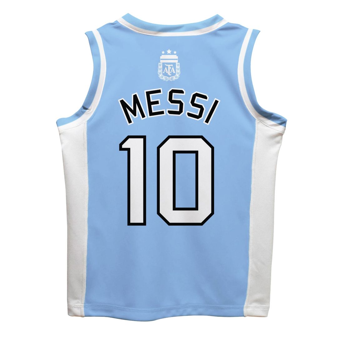 Lionel Messi Argentina National Team Vive La Fete  Mesh Basketball Jersey - Light Blue