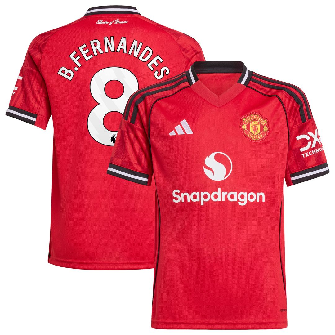 Bruno Fernandes Manchester United adidas Youth Home 2025/26 Replica Player Jersey - Red
