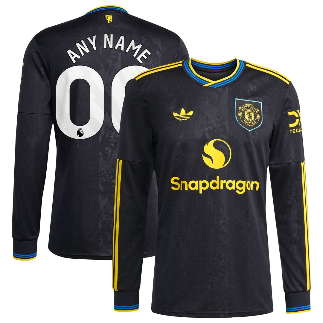 Manchester United adidas 2025/26 Away Replica Long Sleeve Custom Jersey - White