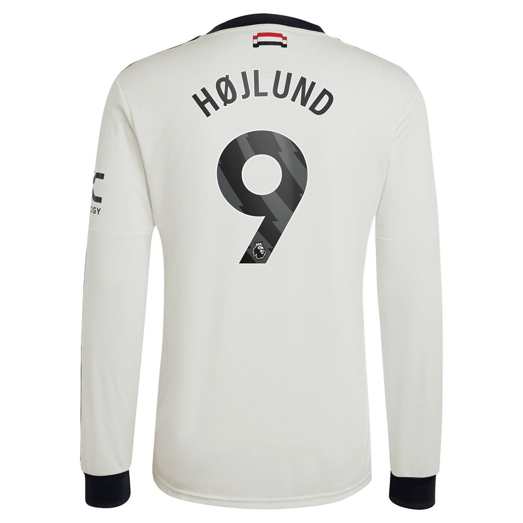 Rasmus Højlund Manchester United adidas Originals 2024/25 Third Replica Long Sleeve Jersey - Cream
