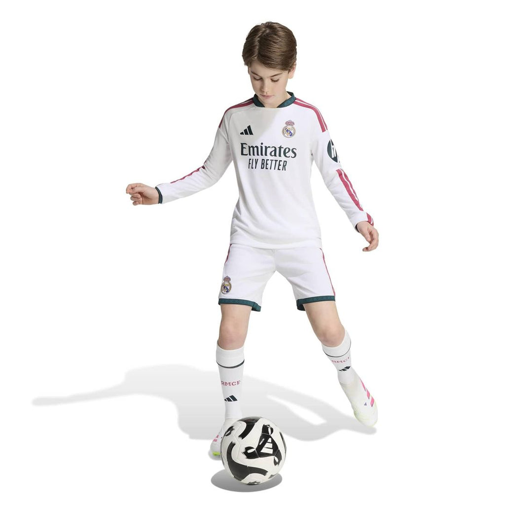Real Madrid adidas Youth 2026/27 Home Replica Long Sleeve Jersey - White