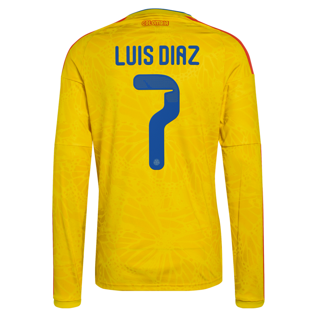 Luis Diaz Colombia National Team adidas 2026 Home Replica Long Sleeve Jersey - Yellow