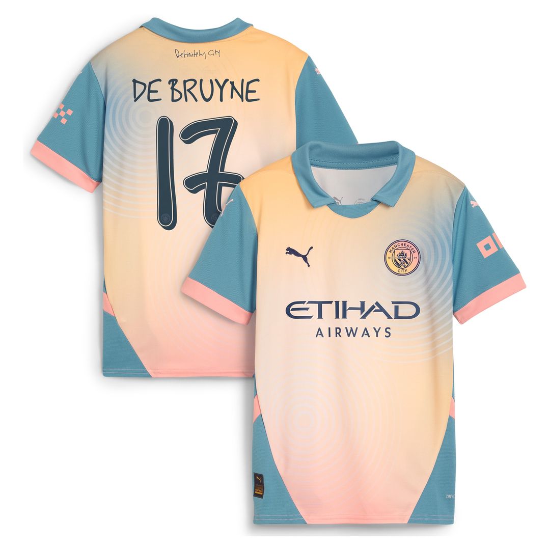 Kevin De Bruyne Manchester City Puma Youth 2024/25 Home Replica Player Jersey - Light Blue