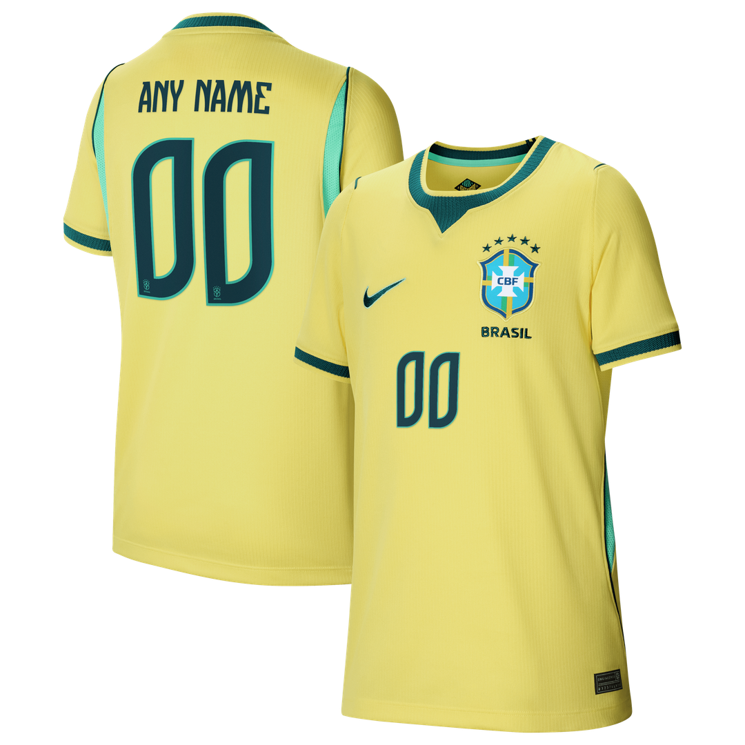 Brazil National Team Nike Youth 2026 Home Stadium Replica Custom Jersey - Yellow