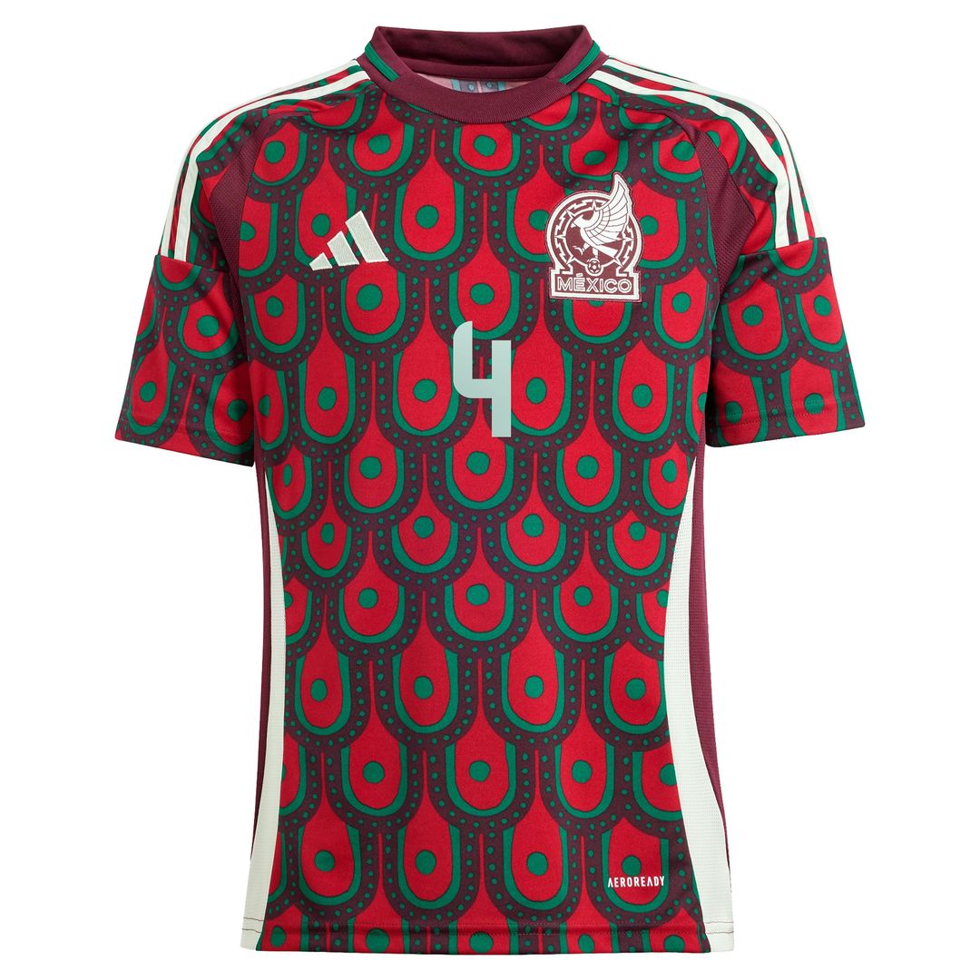 Edson Alvarez Mexico National Team adidas Youth 2024 Home Replica Player Jersey - Burgundy