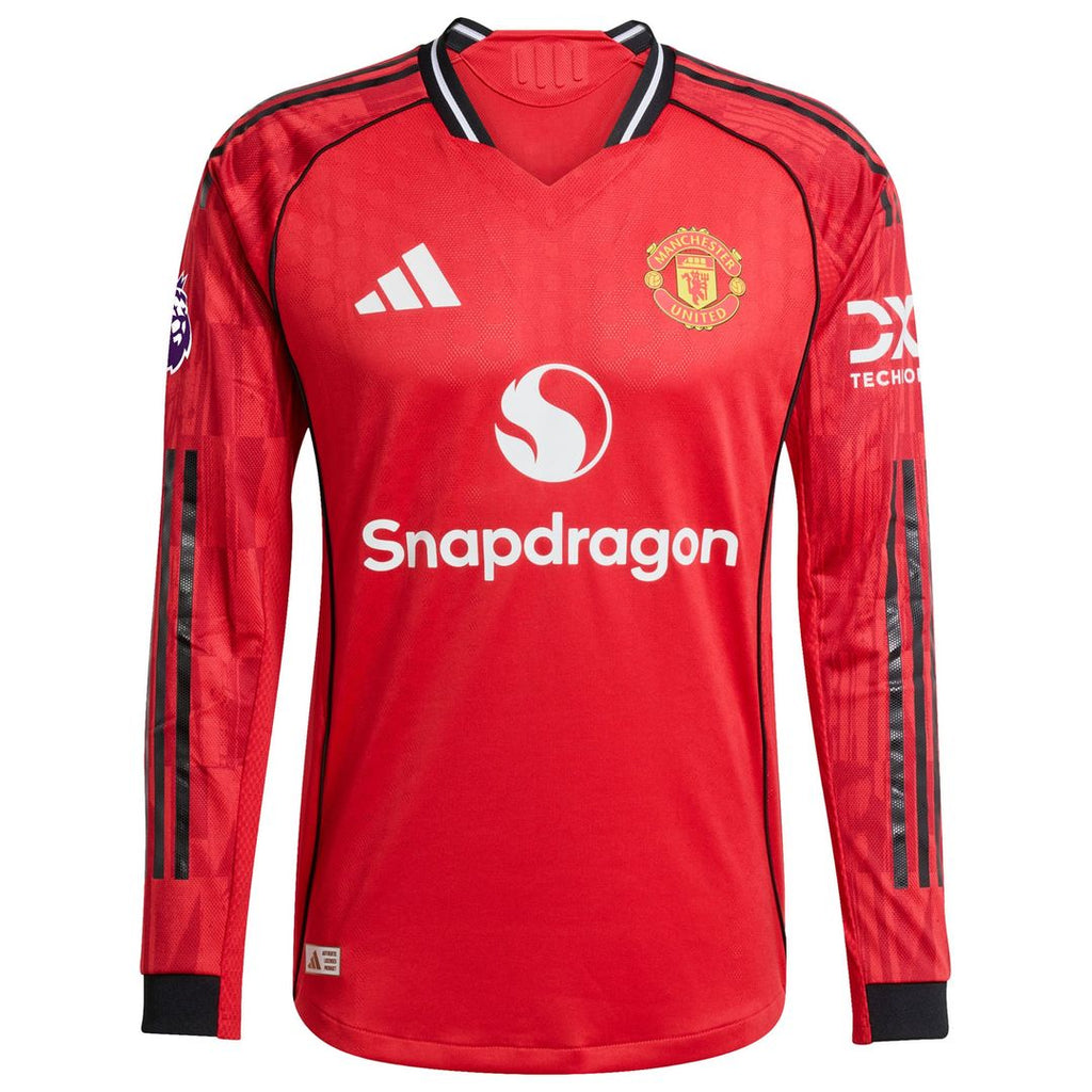Manchester United adidas 2025/26 Third Authentic Long Sleeve Custom Jersey - Black