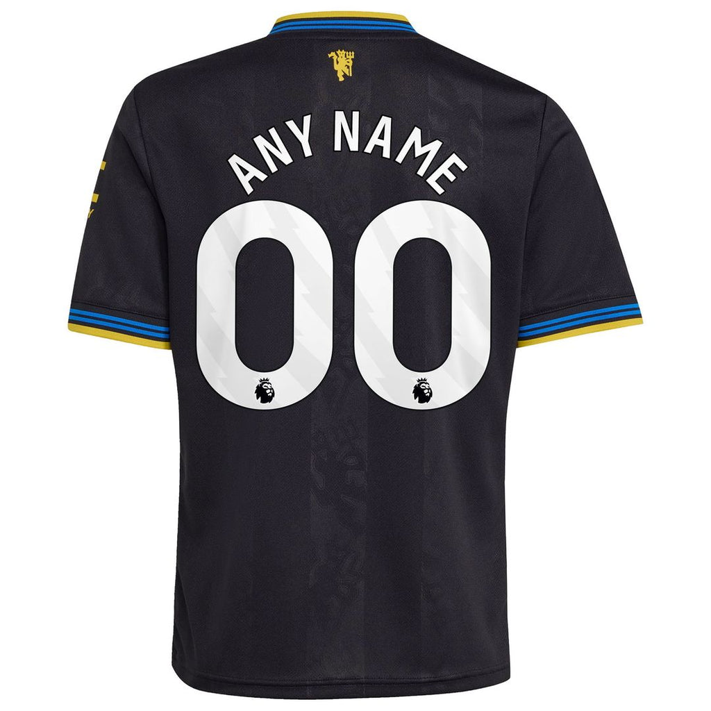 Manchester United adidas Youth 2025/26 Third Replica Custom Jersey - Black