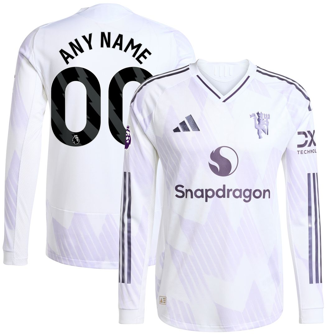 Manchester United adidas 2025/26 Third Authentic Long Sleeve Custom Jersey - Black