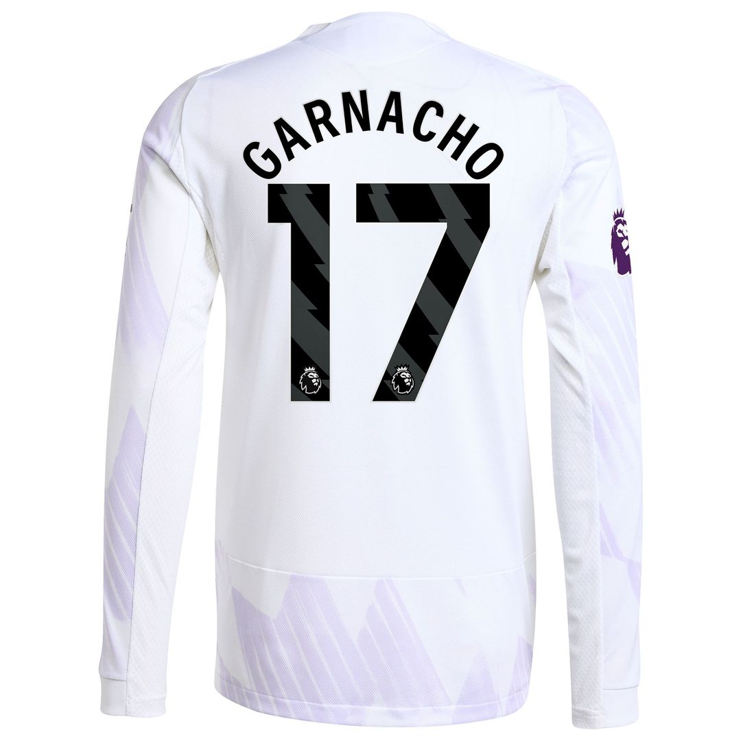 Alejandro Garnacho Manchester United adidas 2025/26 Away Authentic Long Sleeve Player Jersey - White