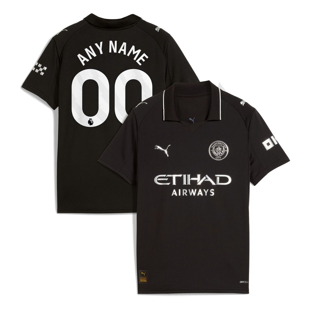 Manchester City Puma Youth 2025/26 Away Replica Custom Jersey - Black