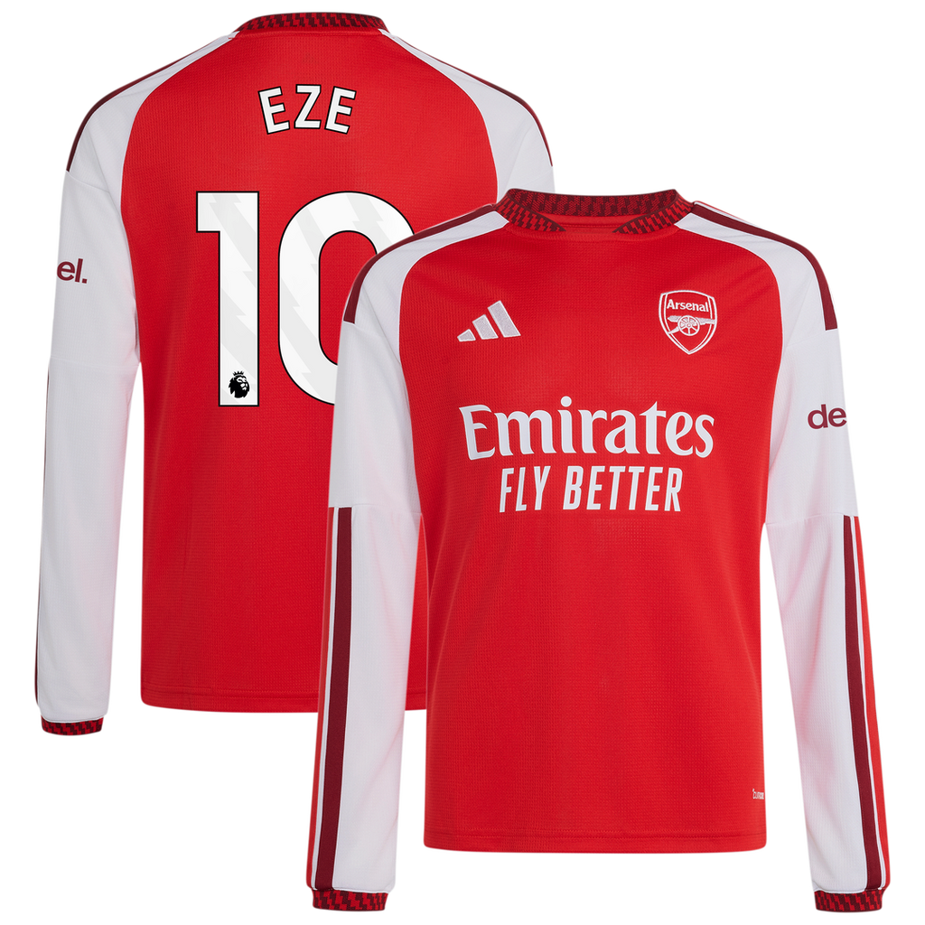Eberechi Eze Arsenal adidas Youth 2026/27 Home Replica Long Sleeve Jersey - Red
