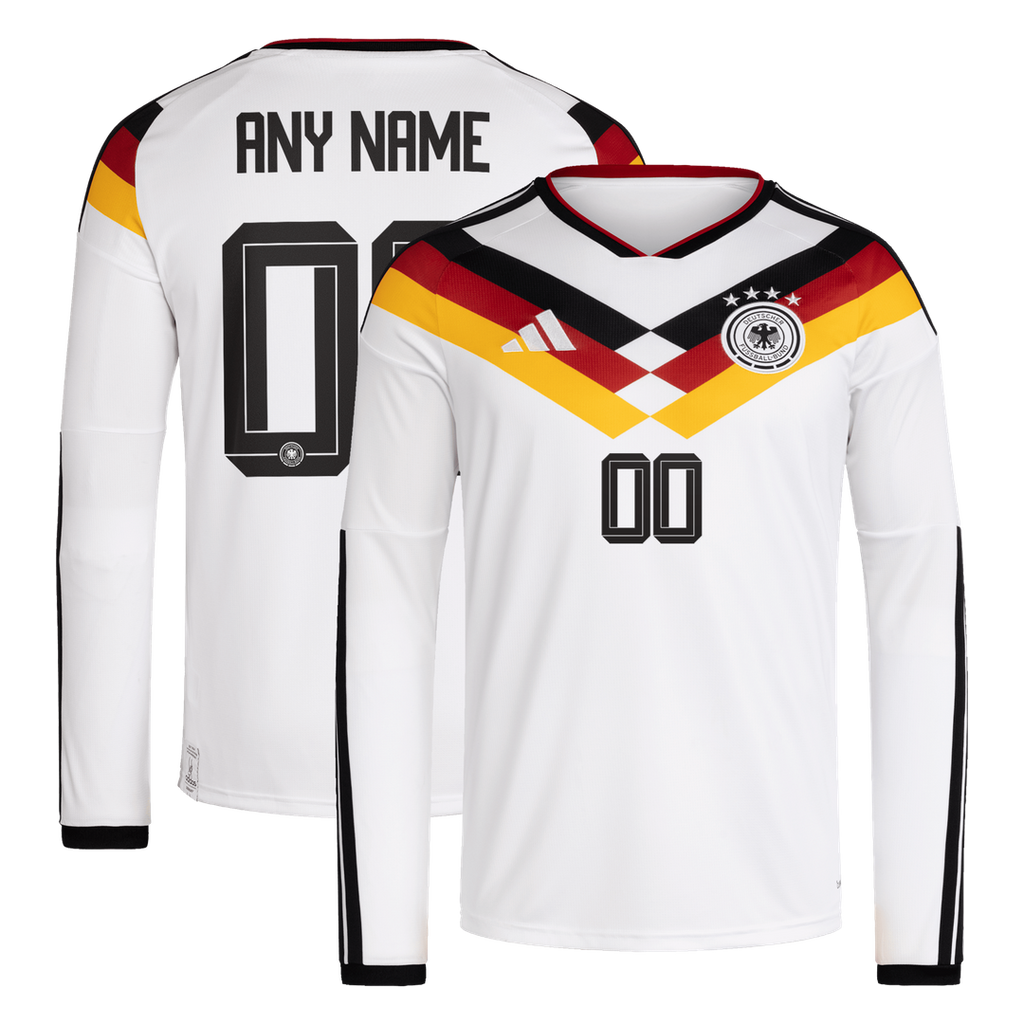 Germany National Team adidas 2026 Home Replica Long Sleeve Custom Jersey - White
