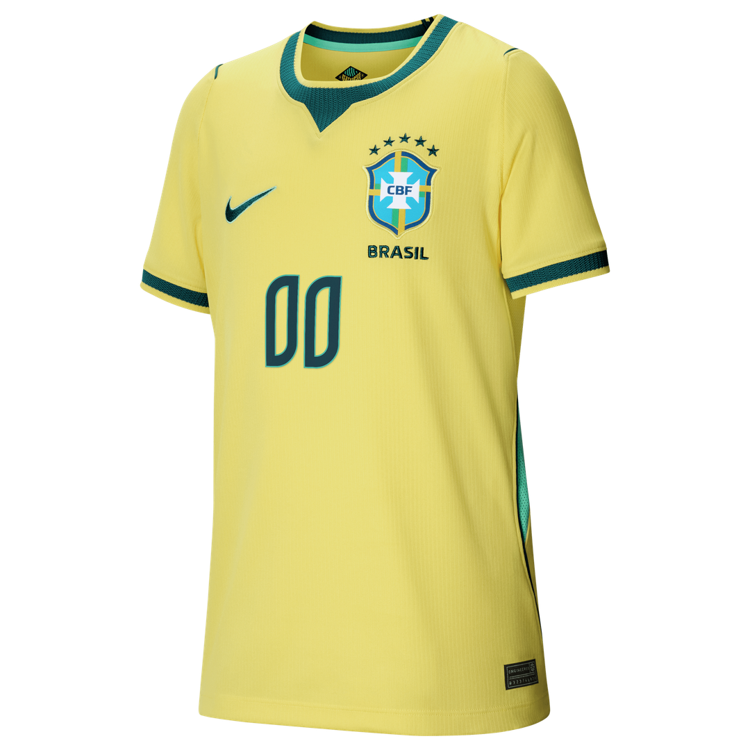 Brazil National Team Nike Youth 2026 Home Stadium Replica Custom Jersey - Yellow