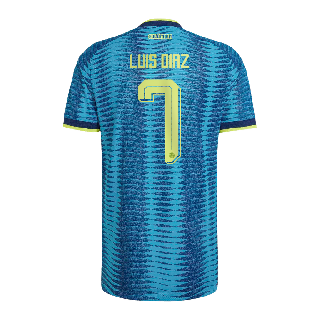 Luis Diaz Colombia National Team adidas 2026 Away On-Field Authentic Jersey - Turquoise