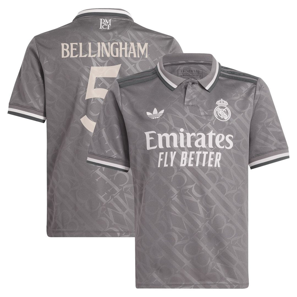 Jude Bellingham Real Madrid adidas Originals Youth 2024/25 Third Replica Player Jersey - Charcoal