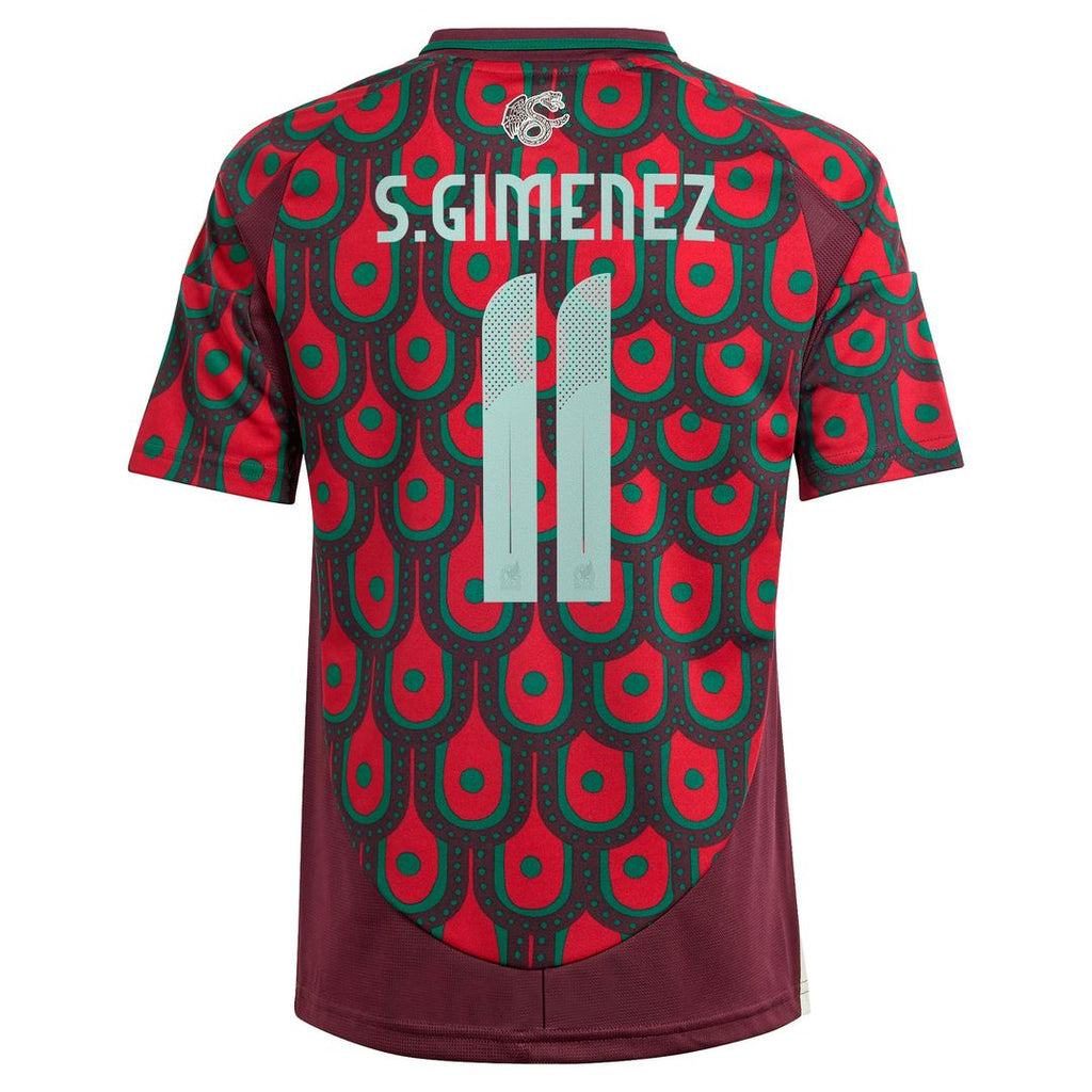 Santiago Giménez Mexico National Team adidas Youth 2024 Home Replica Player Jersey - Burgundy