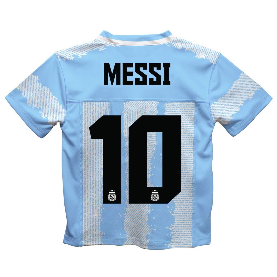 Lionel Messi Argentina National Team Vive La Fete Youth Painted Stripes Football Jersey - Light Blue