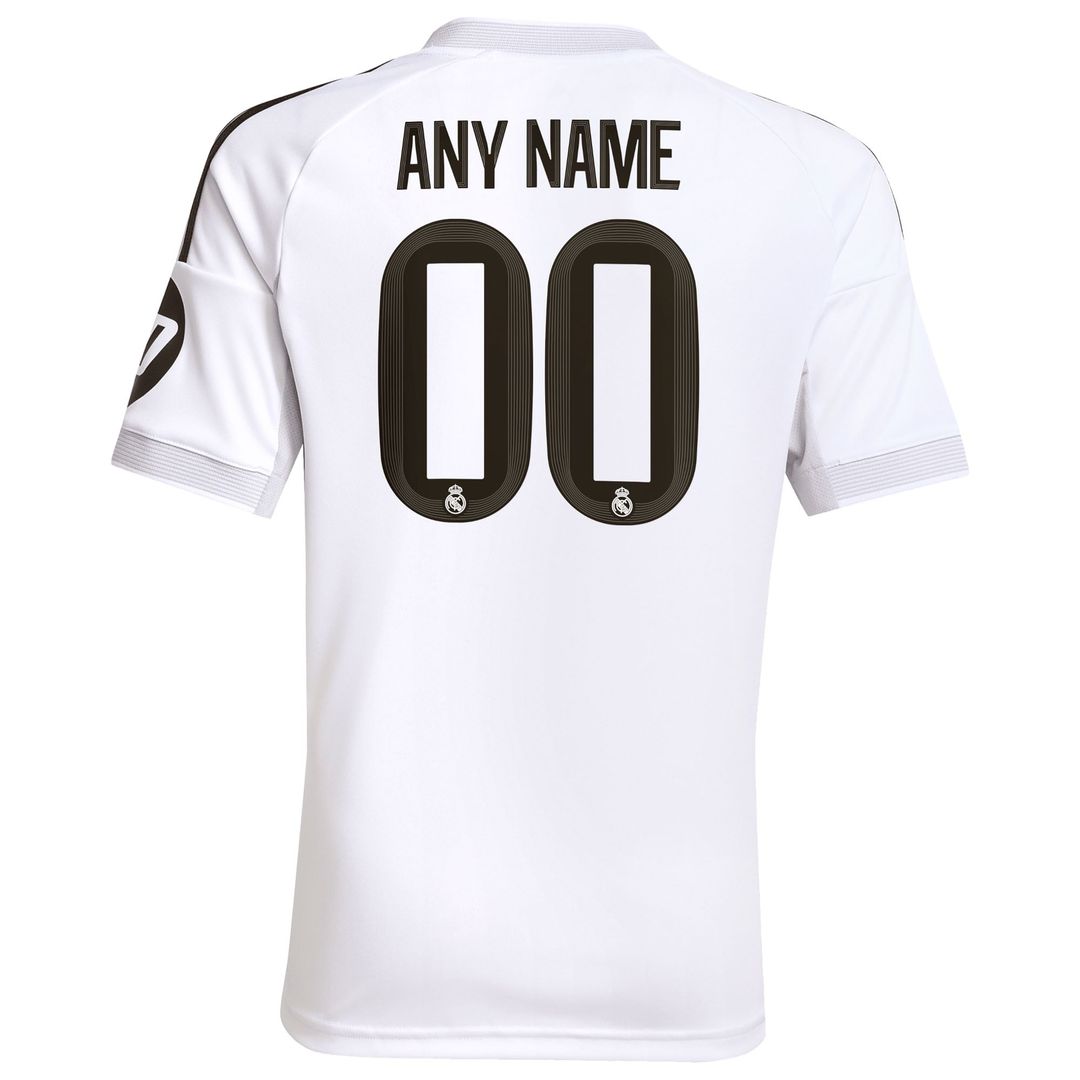 Real Madrid adidas Youth 2025/26 Home Replica Custom Jersey - White